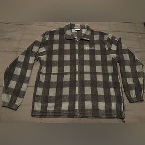Men’s Columbia Fleece Full Zip Jacket - Black & Gray Checkered- Size XL